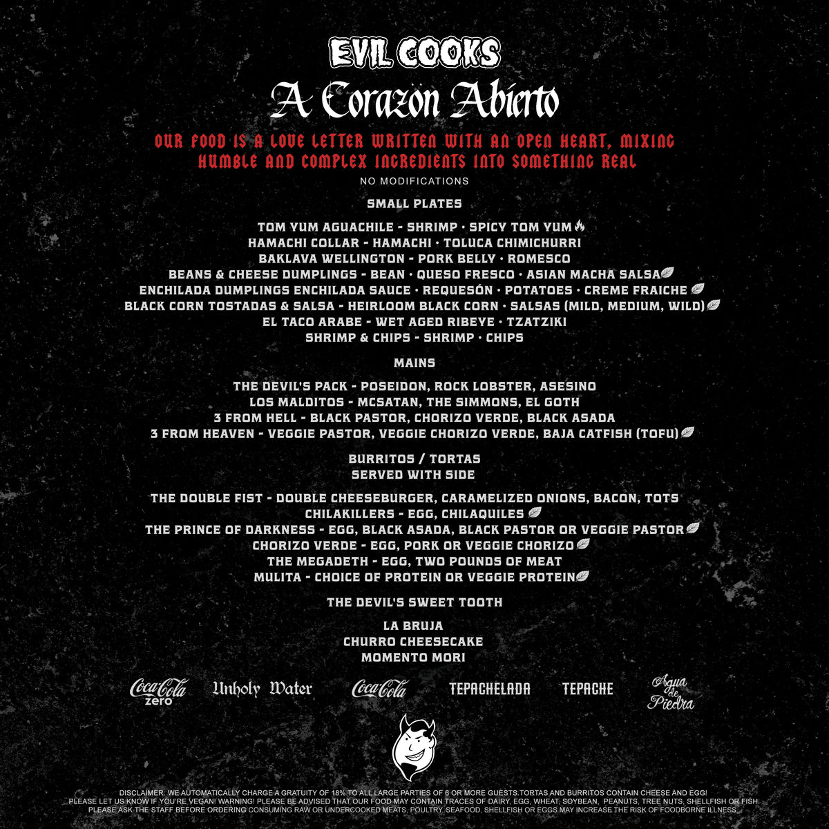 Menu – Evil Cooks